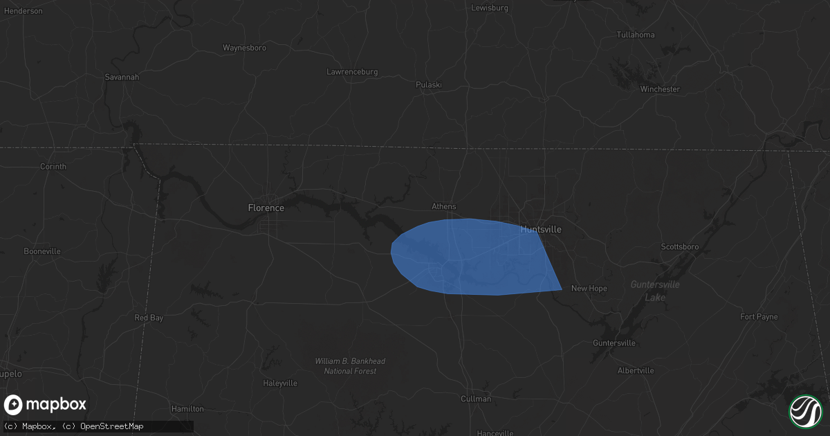 Hail map in Athens, AL on June 7, 2025