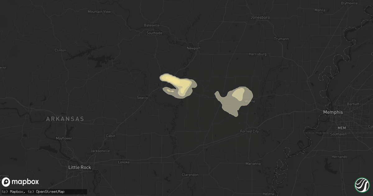 Hail map in Augusta, AR on June 7, 2025