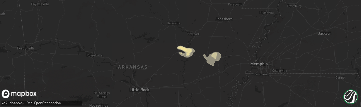 Hail map in Bald Knob, AR on June 7, 2025