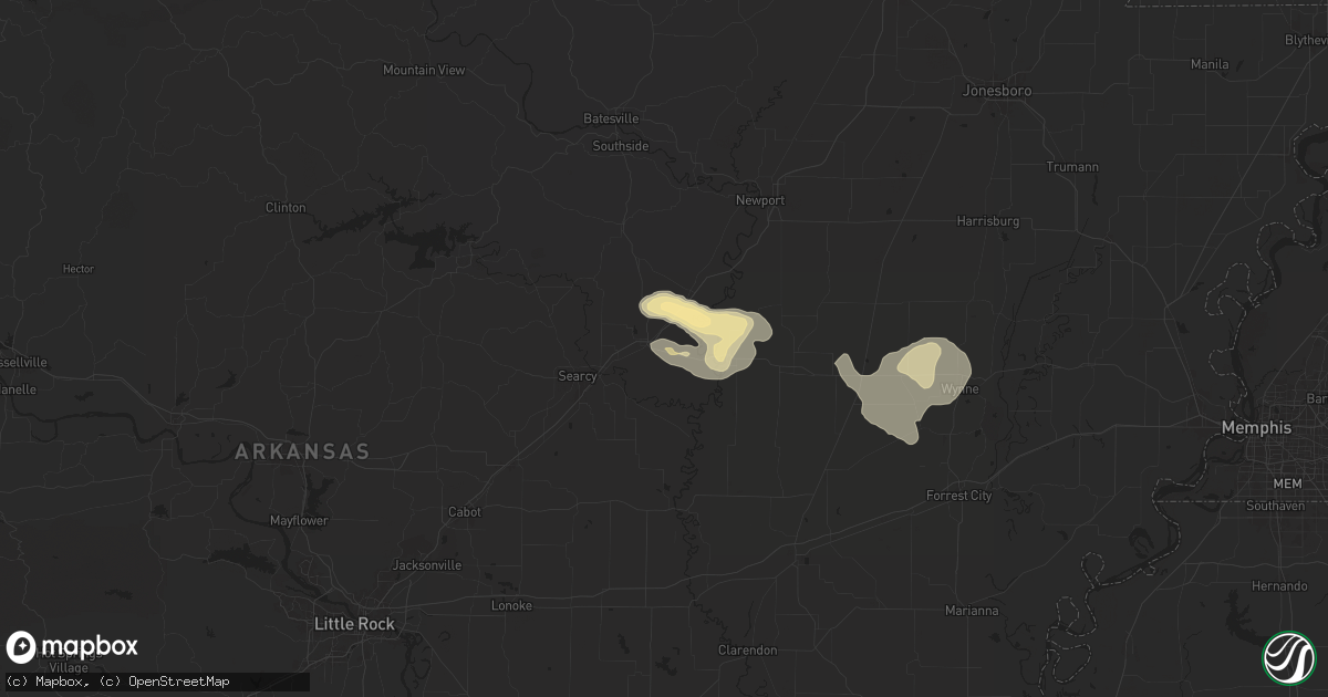 Hail map in Bald Knob, AR on June 7, 2025