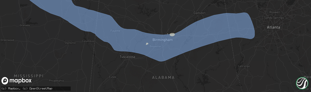 Hail map in Bessemer, AL on June 7, 2025