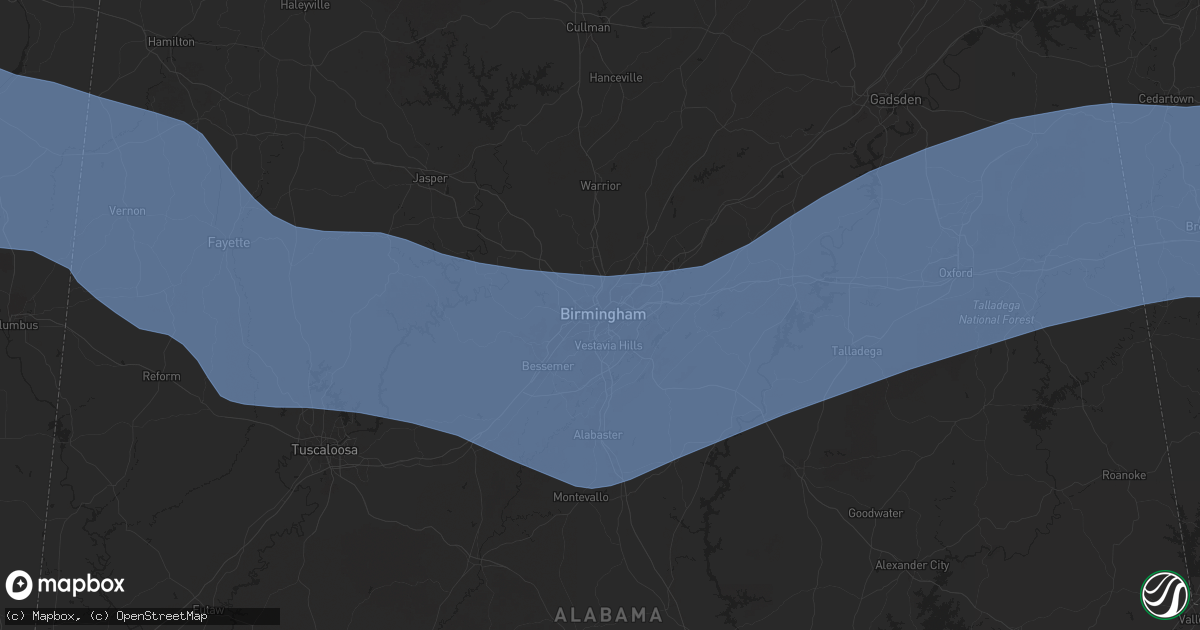Hail map in Birmingham, AL on June 7, 2025