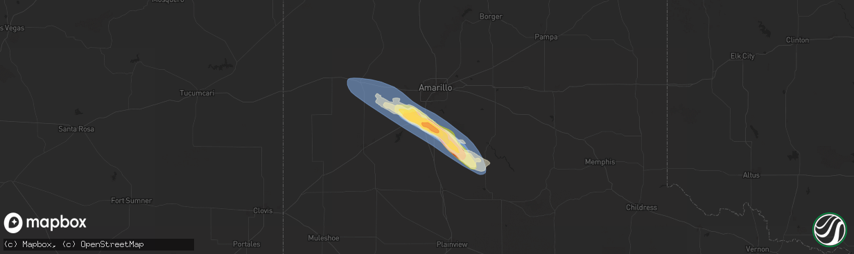 Hail map in Canyon, TX on June 7, 2025