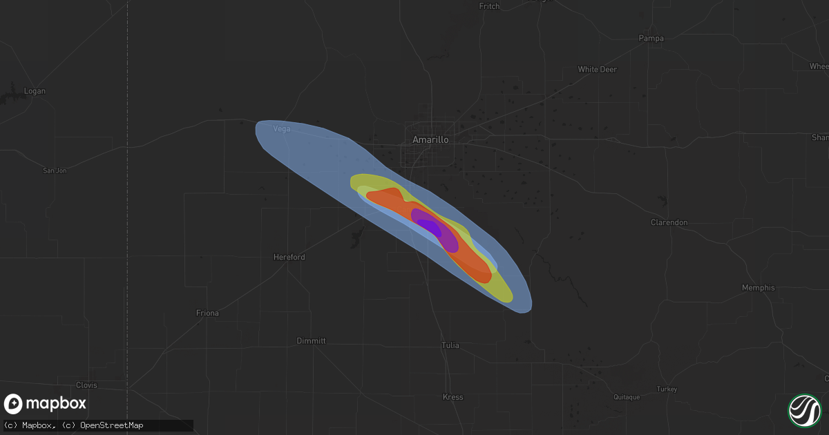 Hail map in Canyon, TX on June 7, 2025