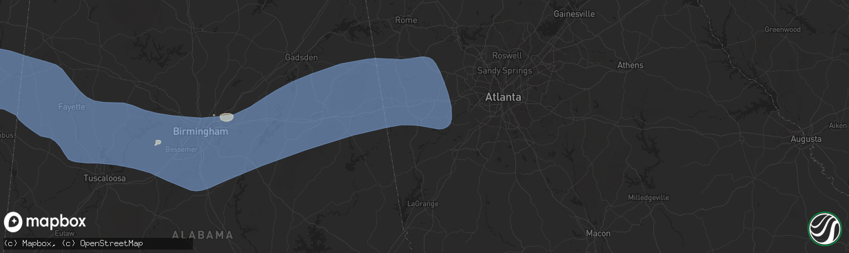 Hail map in Carrollton, GA on June 7, 2025