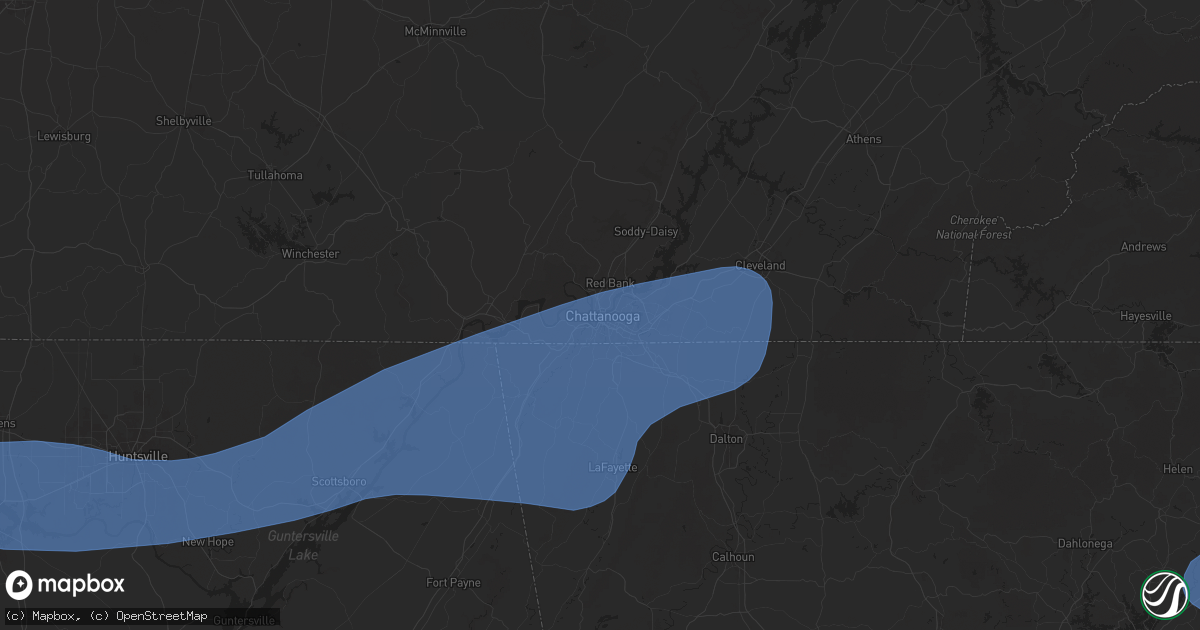 Hail map in Chattanooga, TN on June 7, 2025