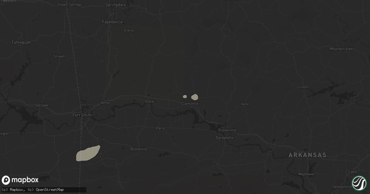 Hail map in Clarksville, AR on June 7, 2025