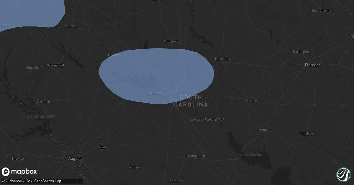 Hail map in Columbia, SC on June 7, 2025