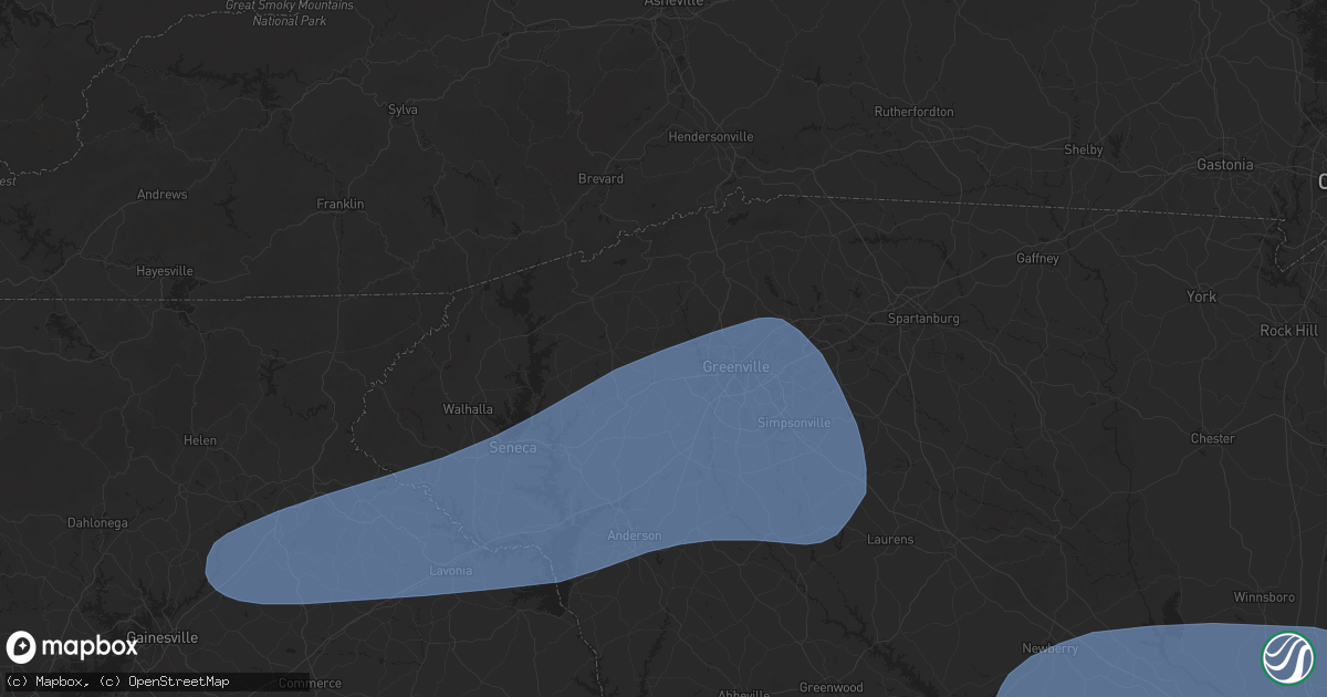 Hail map in Easley, SC on June 7, 2025