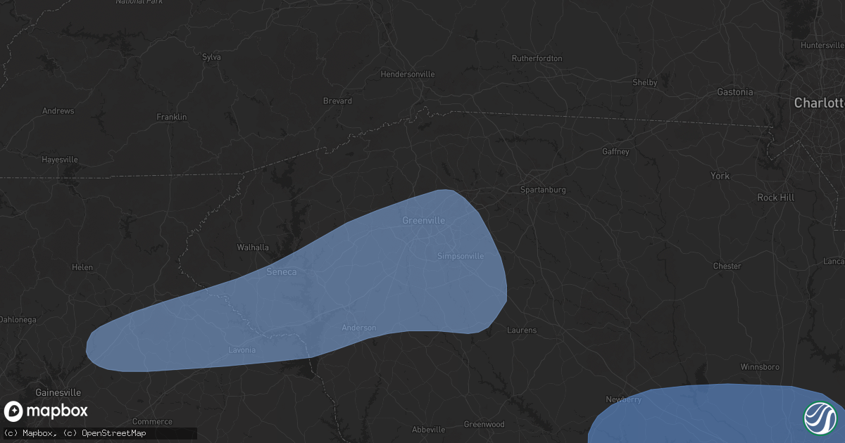 Hail map in Greenville, SC on June 7, 2025
