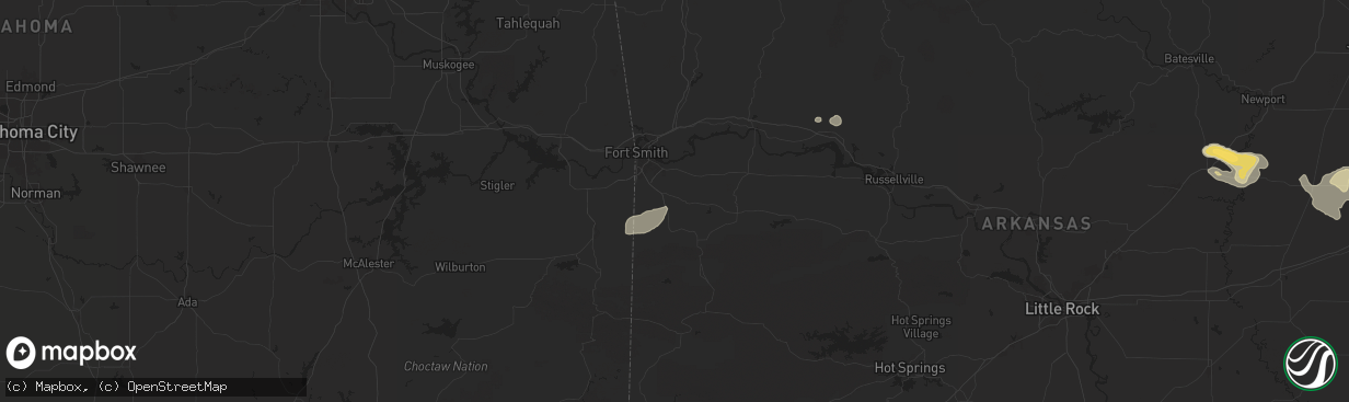 Hail map in Greenwood, AR on June 7, 2025