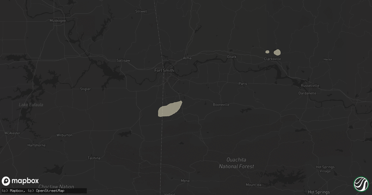 Hail map in Greenwood, AR on June 7, 2025