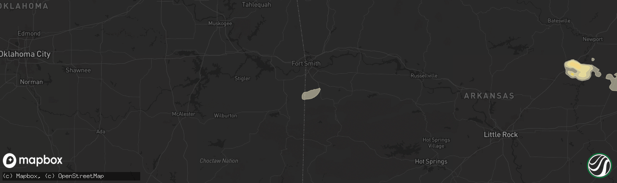 Hail map in Hackett, AR on June 7, 2025