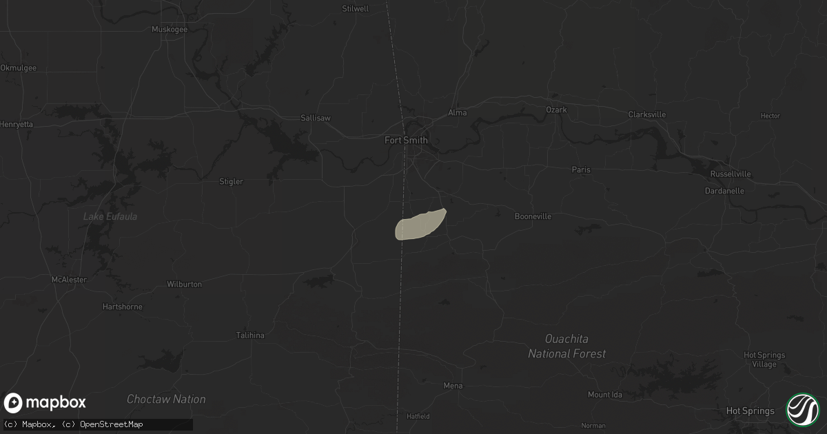Hail map in Hackett, AR on June 7, 2025