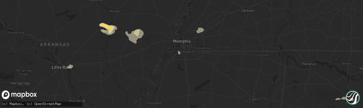 Hail map in Horn Lake, MS on June 7, 2025
