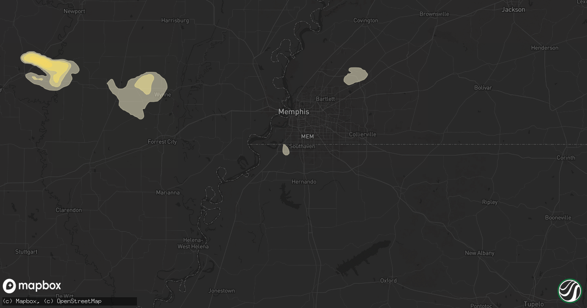 Hail map in Horn Lake, MS on June 7, 2025