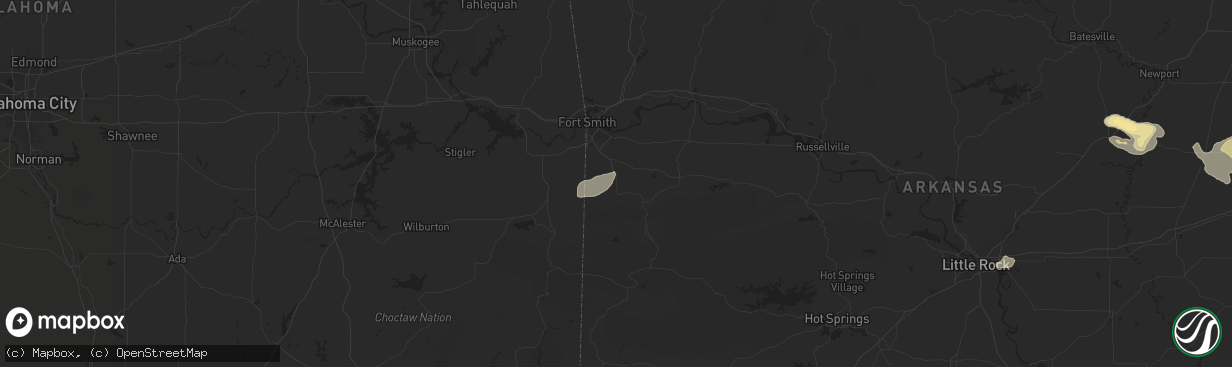 Hail map in Huntington, AR on June 7, 2025