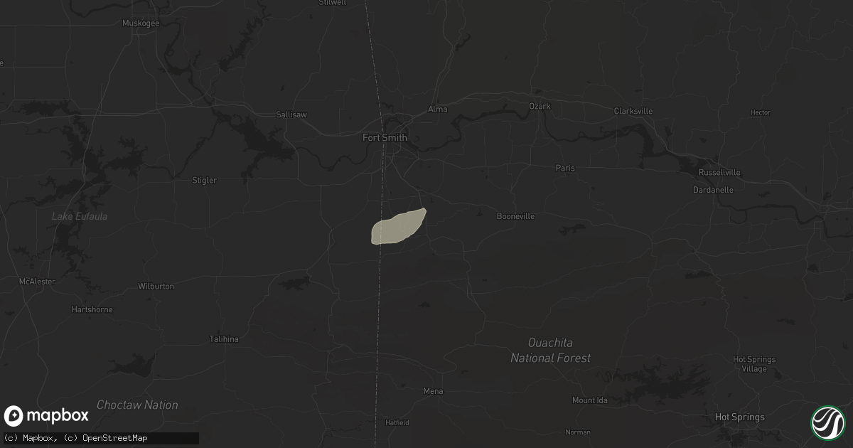 Hail map in Huntington, AR on June 7, 2025