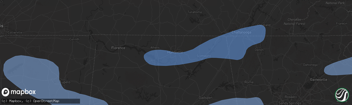 Hail map in Huntsville, AL on June 7, 2025