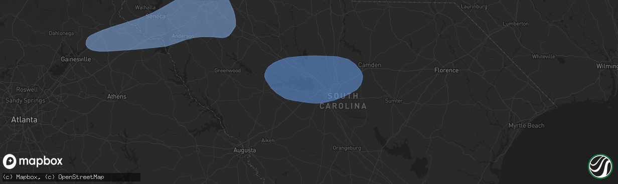 Hail map in Lexington, SC on June 7, 2025