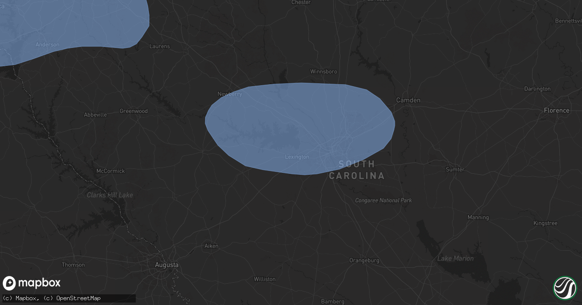 Hail map in Lexington, SC on June 7, 2025