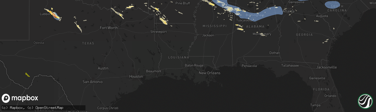 Hail map in Louisiana on June 7, 2025