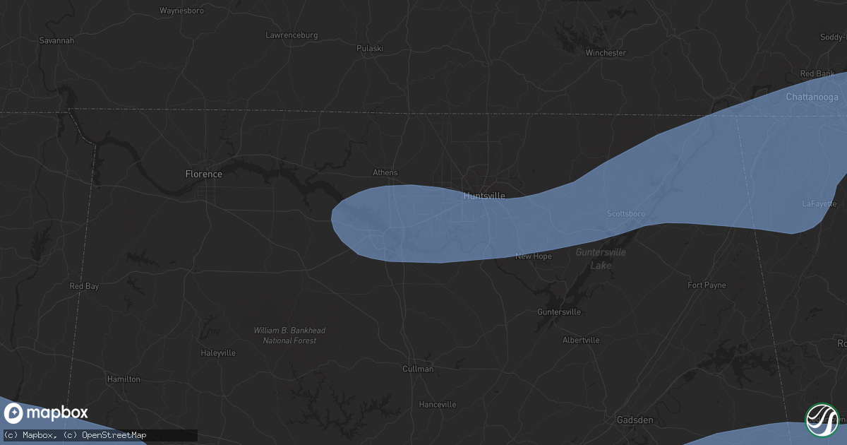 Hail map in Madison, AL on June 7, 2025