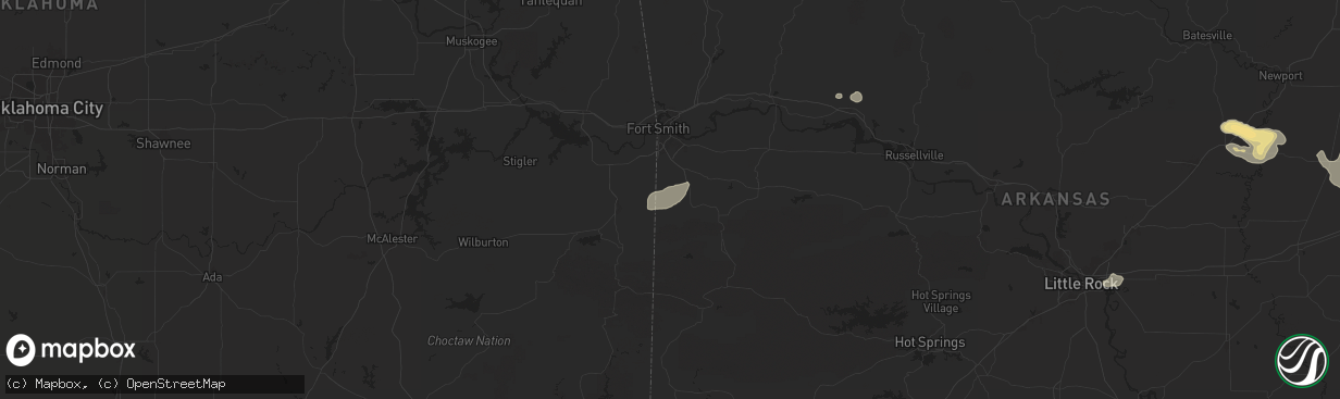 Hail map in Midland, AR on June 7, 2025