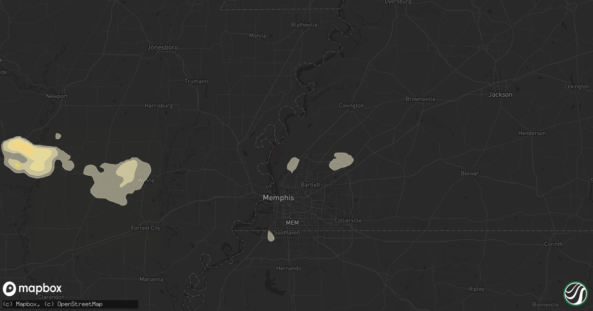 Hail map in Millington, TN on June 7, 2025