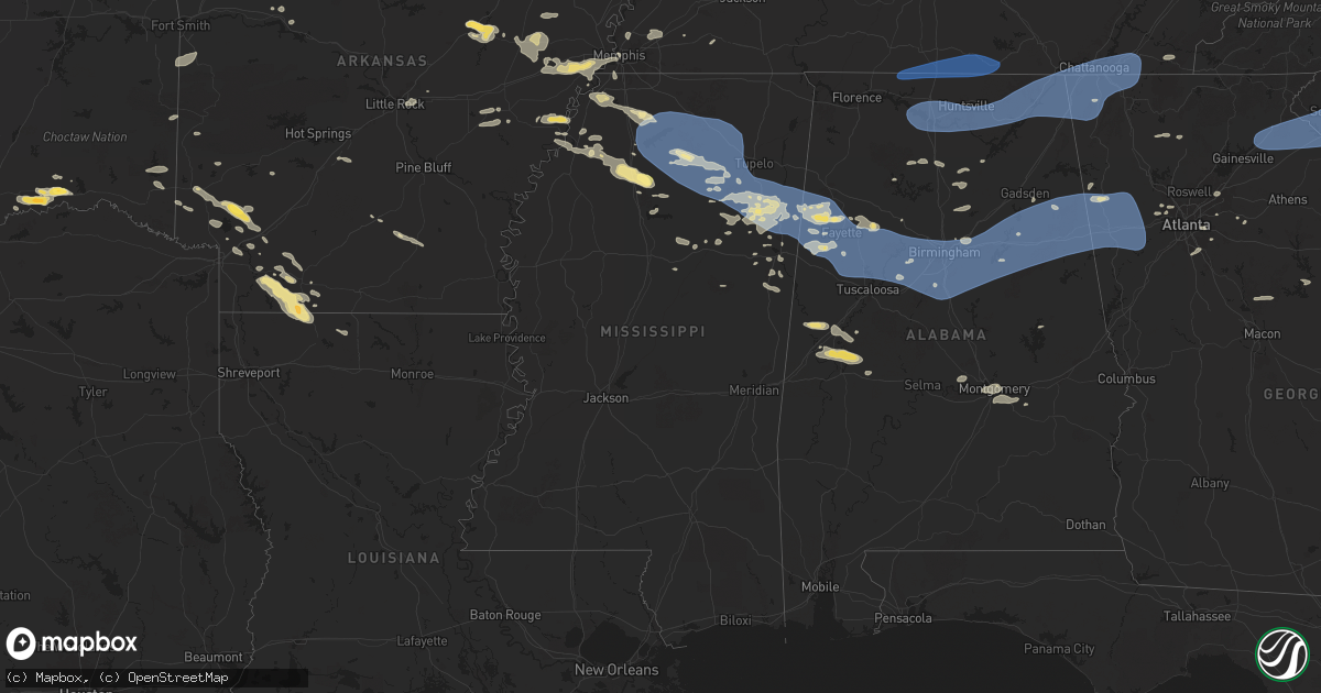 Hail map in Mississippi on June 7, 2025