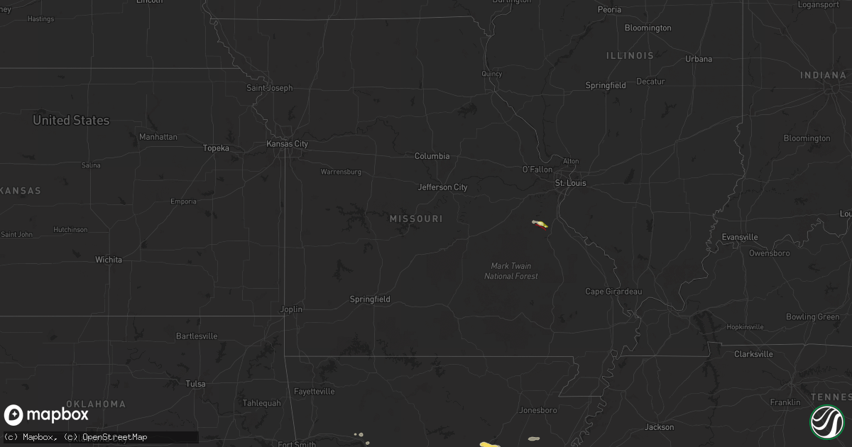 Hail map in Missouri on June 7, 2025