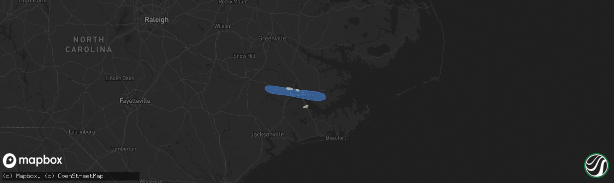 Hail map in New Bern, NC on June 7, 2025