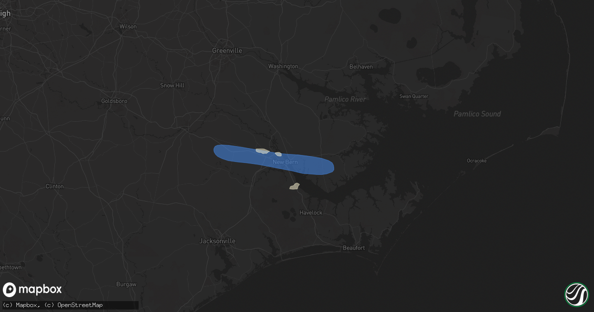 Hail map in New Bern, NC on June 7, 2025