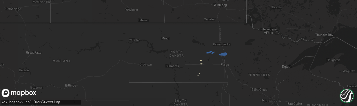 Hail map in North Dakota on June 7, 2025