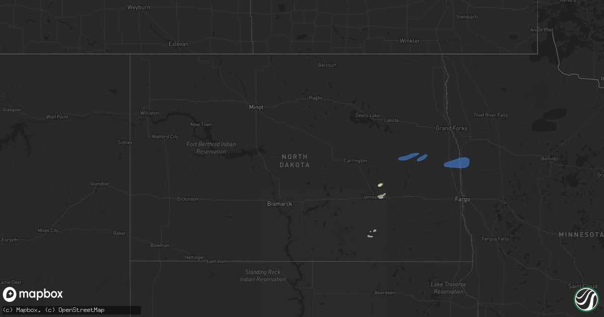 Hail map in North Dakota on June 7, 2025