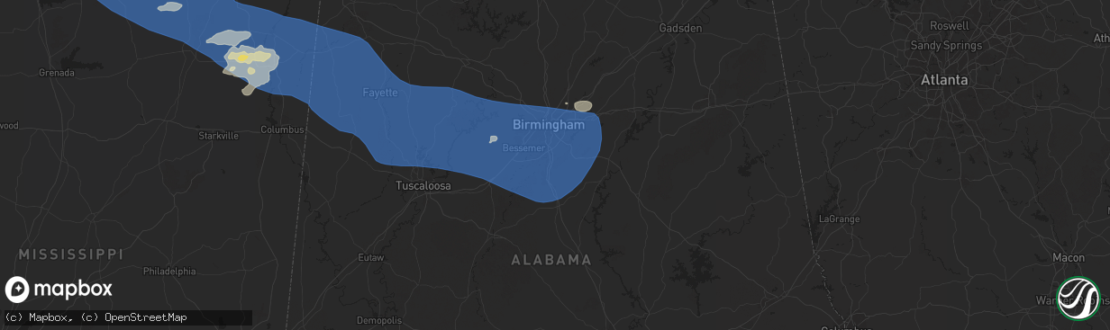 Hail map in Pelham, AL on June 7, 2025