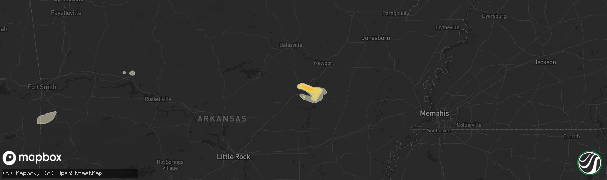 Hail map in Russell, AR on June 7, 2025