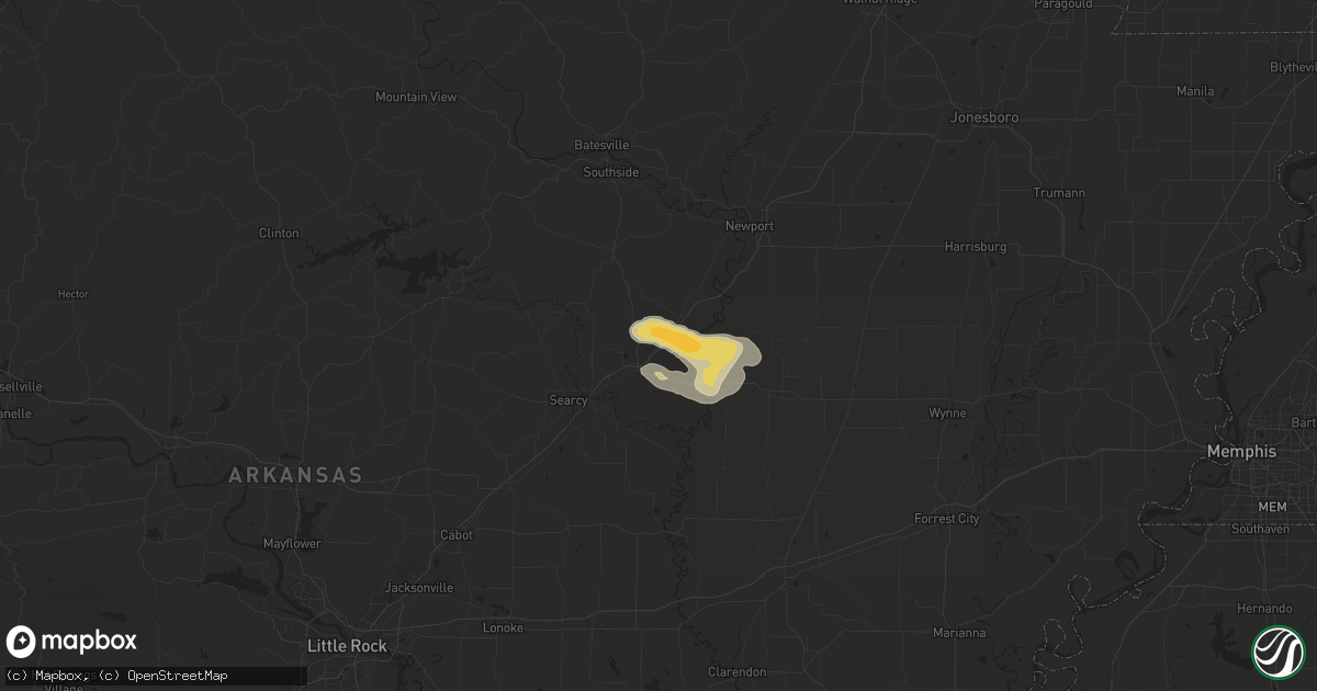Hail map in Russell, AR on June 7, 2025
