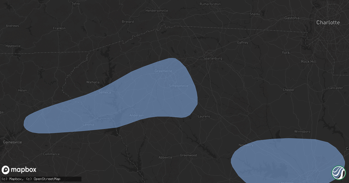 Hail map in Simpsonville, SC on June 7, 2025