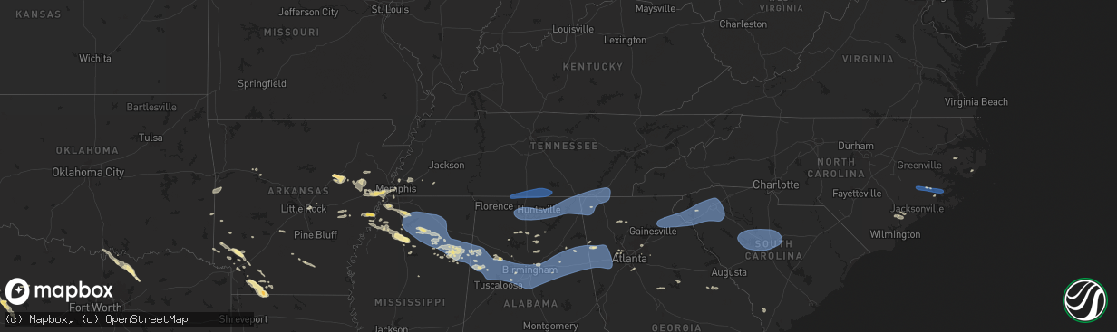 Hail map in Tennessee on June 7, 2025