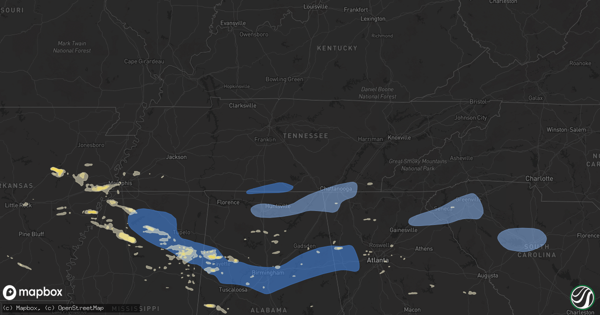 Hail map in Tennessee on June 7, 2025