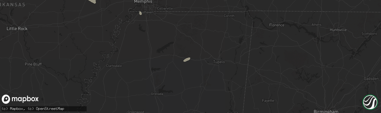 Hail map in Thaxton, MS on June 7, 2025