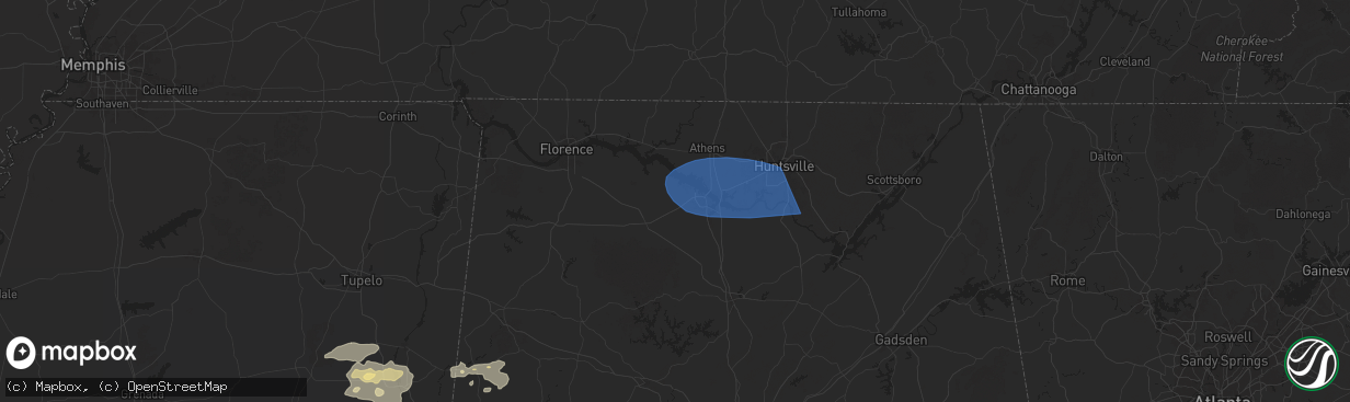 Hail map in Trinity, AL on June 7, 2025
