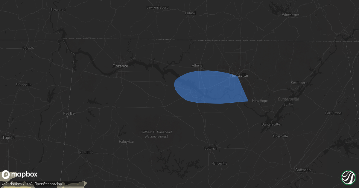 Hail map in Trinity, AL on June 7, 2025