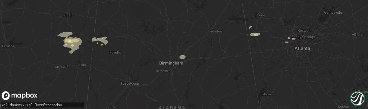Hail map in Trussville, AL on June 7, 2025