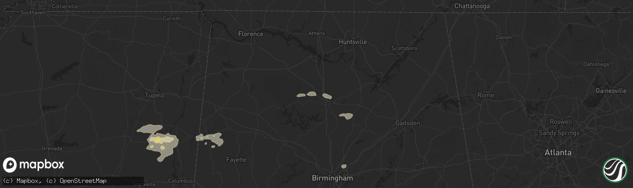 Hail map in Vinemont, AL on June 7, 2025