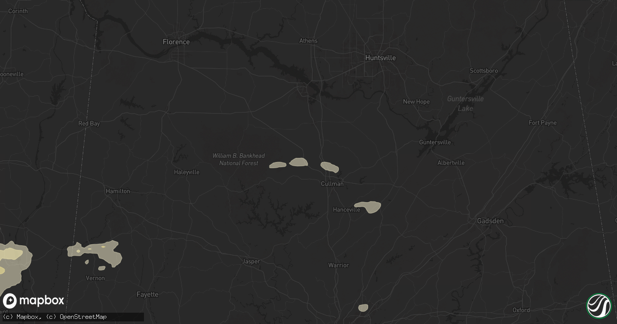Hail map in Vinemont, AL on June 7, 2025