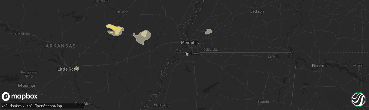 Hail map in Walls, MS on June 7, 2025