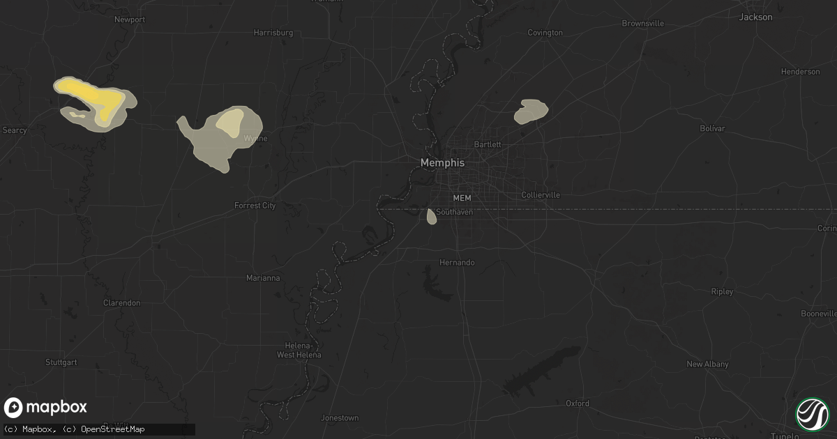 Hail map in Walls, MS on June 7, 2025