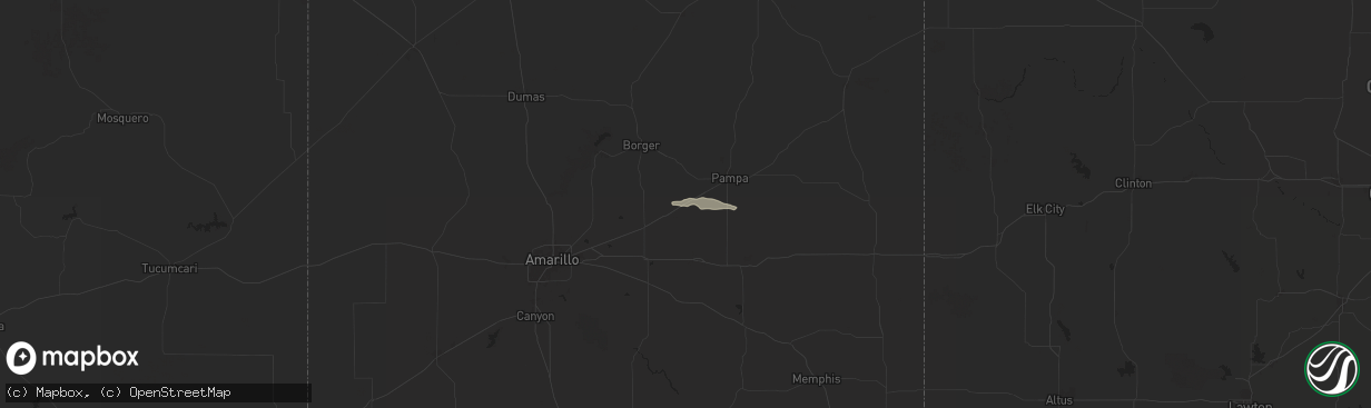 Hail map in White Deer, TX on June 7, 2025